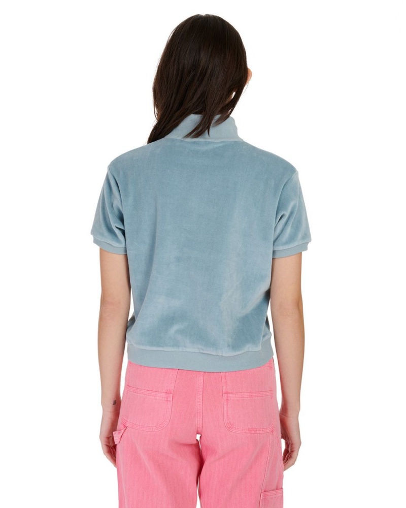 Light Blue Brain Dead Linked Short Sleeve Mock Neck Shirt | AU 3857419-QB