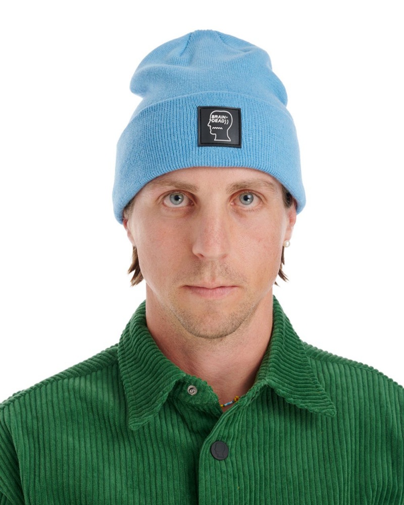 Light Blue Brain Dead Logo Head Wool Beanie | AU 3760521-AQ