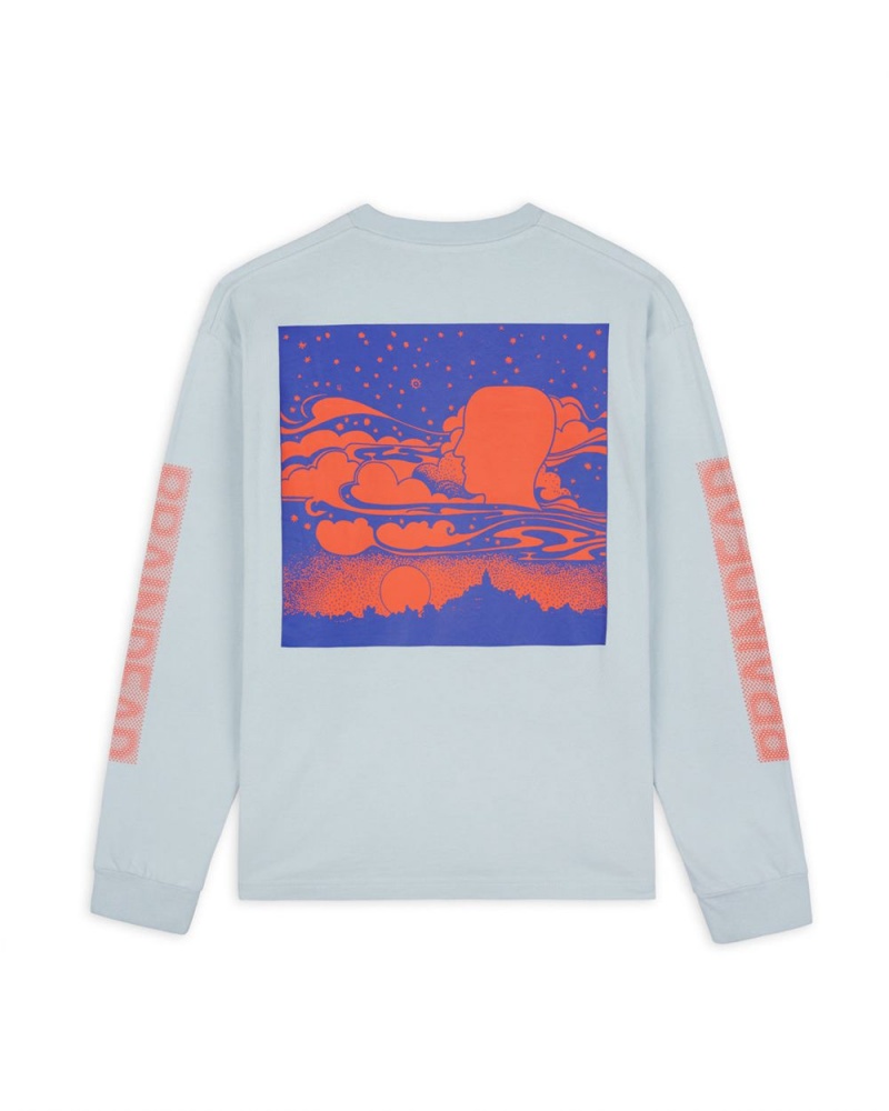 Light Blue Brain Dead Stereo Report Long Sleeve T-Shirt | AU 6437251-KT