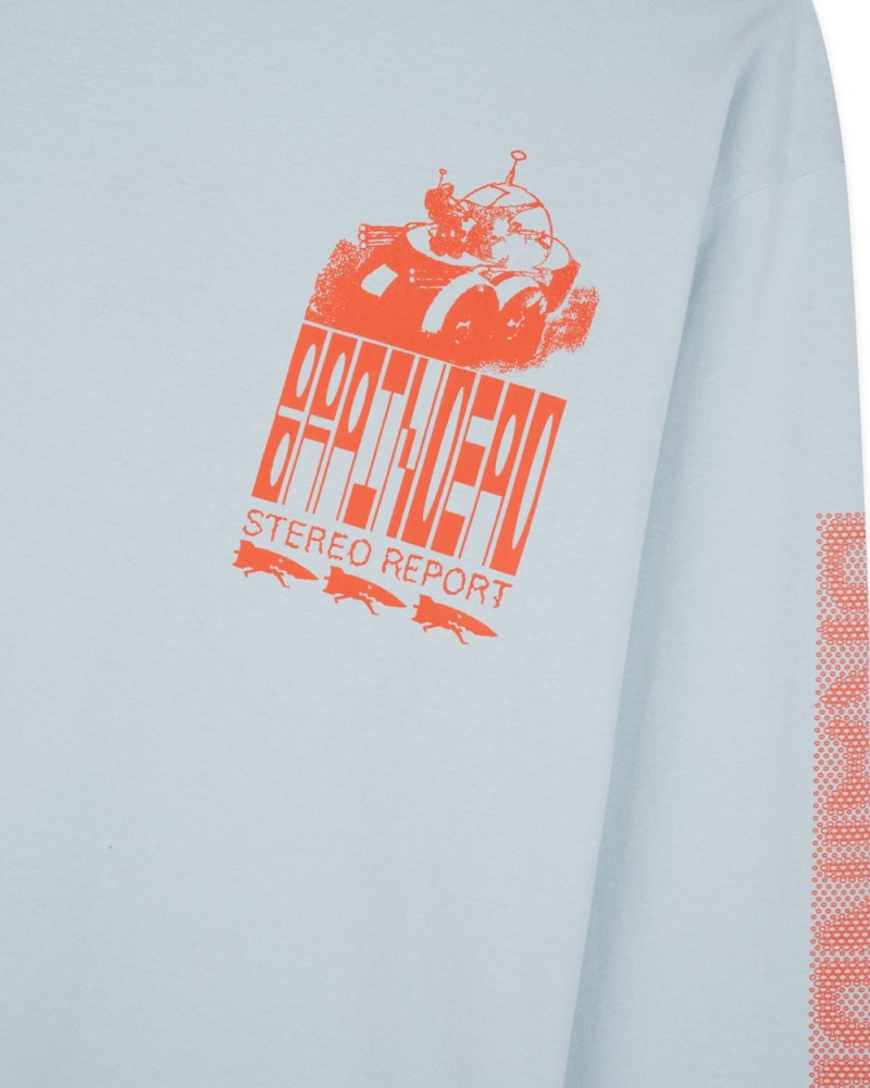 Light Blue Brain Dead Stereo Report Long Sleeve T-Shirt | AU 6437251-KT