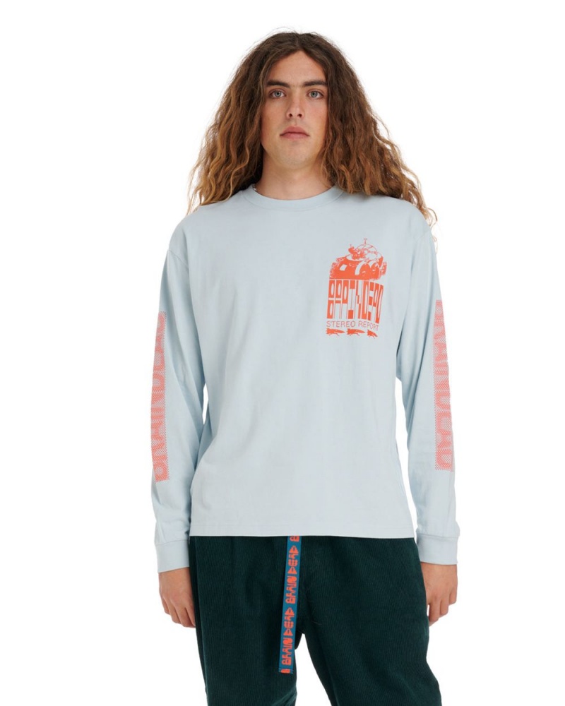 Light Blue Brain Dead Stereo Report Long Sleeve T-Shirt | AU 6437251-KT