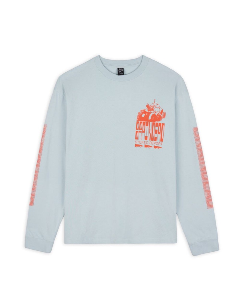 Light Blue Brain Dead Stereo Report Long Sleeve T-Shirt | AU 6437251-KT