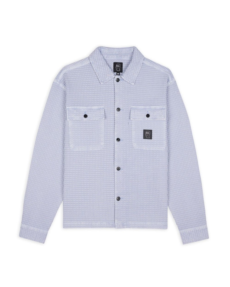 Light Blue Brain Dead Waffle Button Front Shirt | AU 2684031-SG