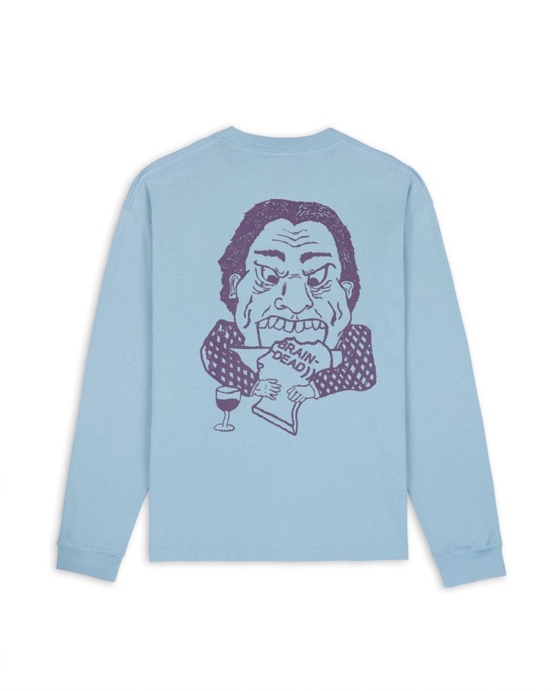 Light Blue Brain Dead Wine Chomper Long Sleeve T-Shirt | AU 2851067-TF