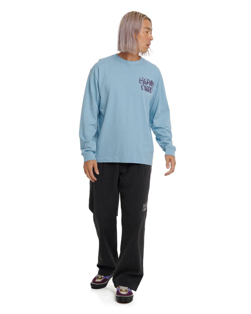 Light Blue Brain Dead Wine Chomper Long Sleeve T-Shirt | AU 2851067-TF