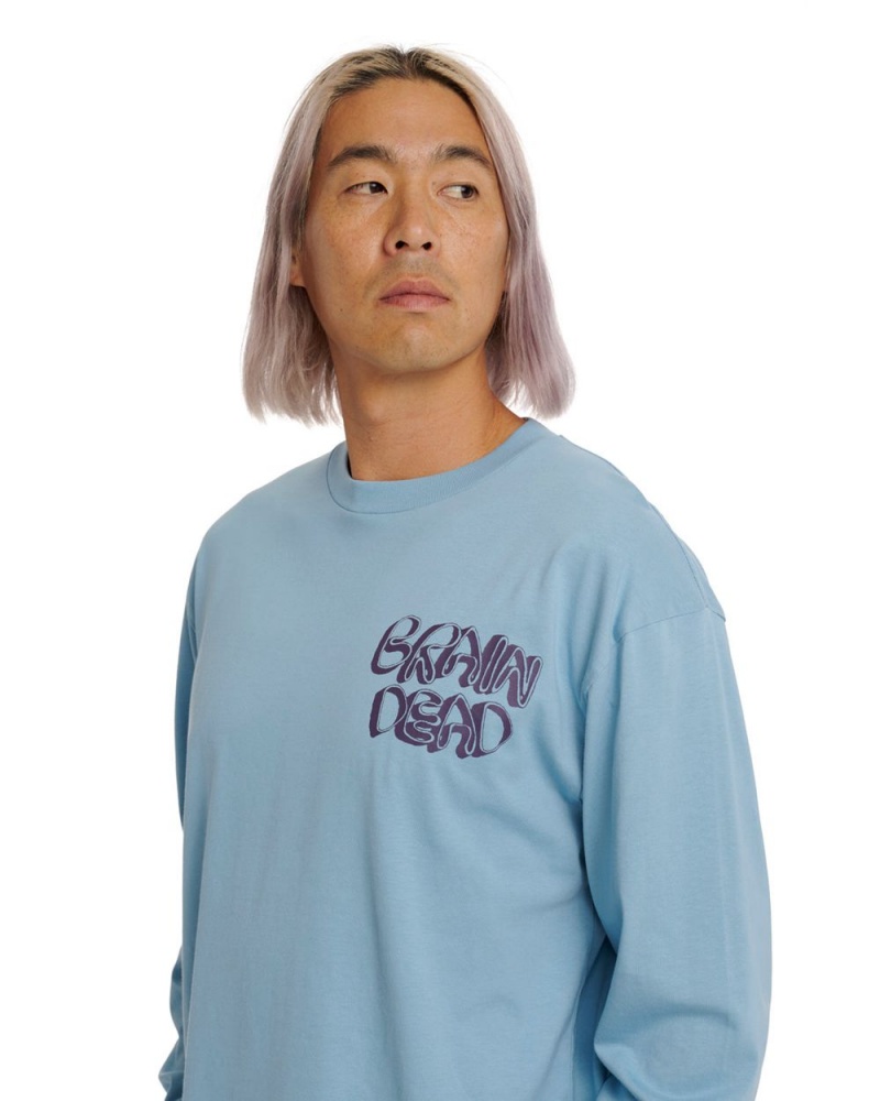 Light Blue Brain Dead Wine Chomper Long Sleeve T-Shirt | AU 2851067-TF