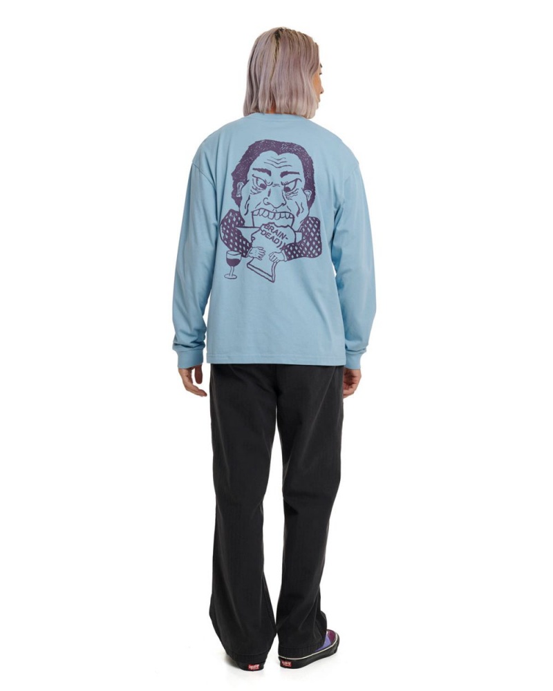 Light Blue Brain Dead Wine Chomper Long Sleeve T-Shirt | AU 2851067-TF