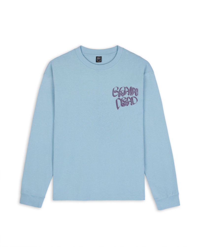 Light Blue Brain Dead Wine Chomper Long Sleeve T-Shirt | AU 2851067-TF