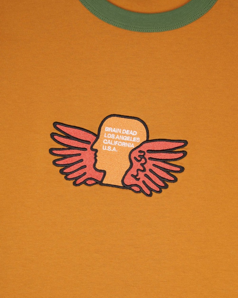 Light Brown Brain Dead Flyers Ringer T-Shirt | AU 3786529-WA