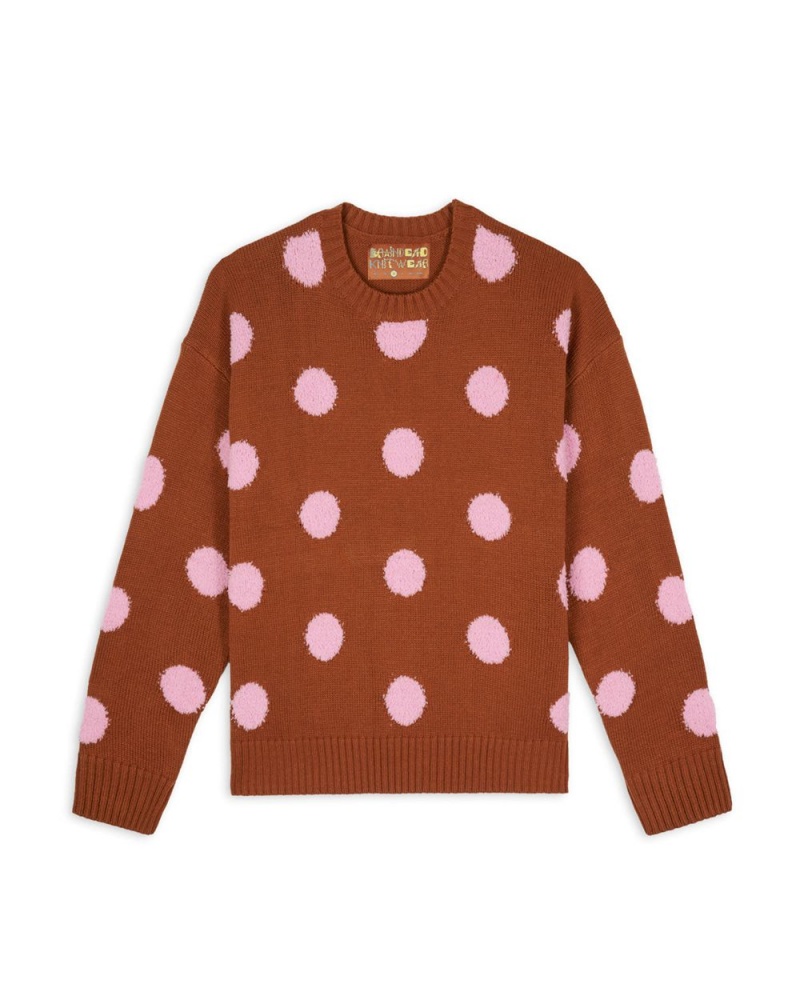 Light Brown Brain Dead Polka Pile Crewneck Sweater | AU 6172489-QP