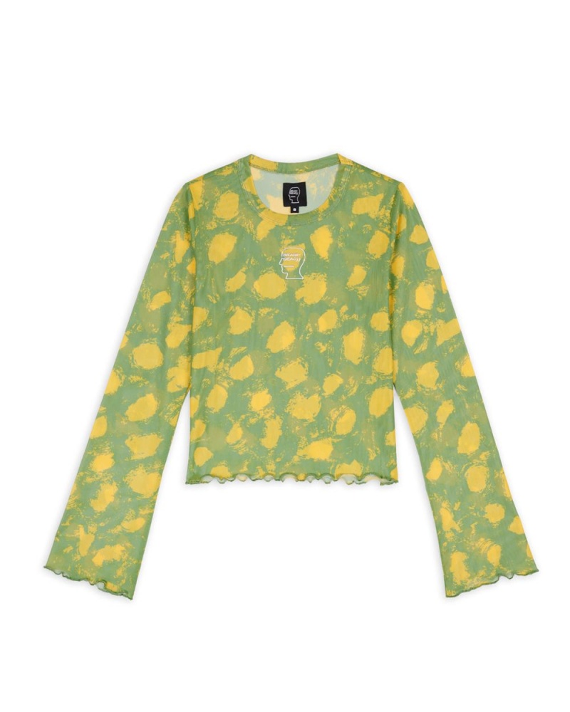 Light Green Brain Dead Dot Hyper Mesh Bell Sleeve T-Shirt | AU 8125043-VN