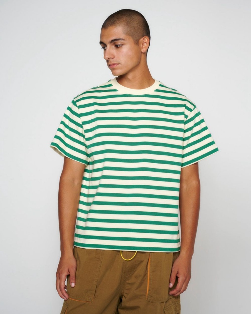 Light Green Brain Dead Organic Striped T-Shirt | AU 6089527-SC