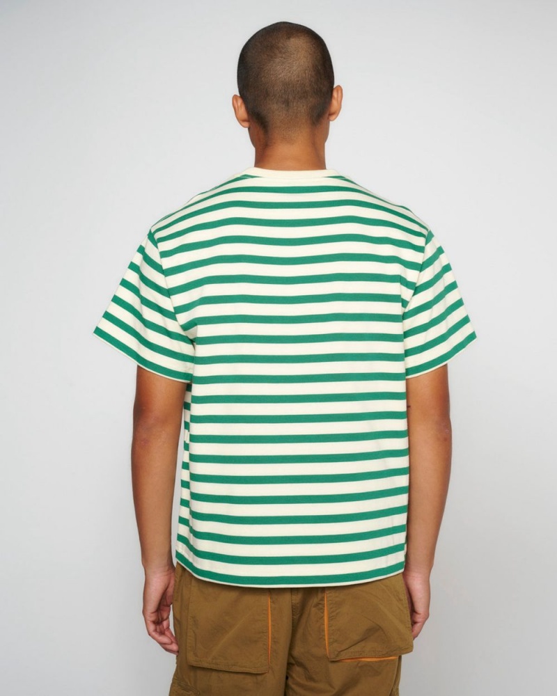 Light Green Brain Dead Organic Striped T-Shirt | AU 6089527-SC