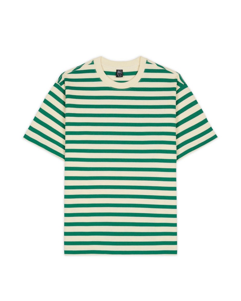 Light Green Brain Dead Organic Striped T-Shirt | AU 6089527-SC