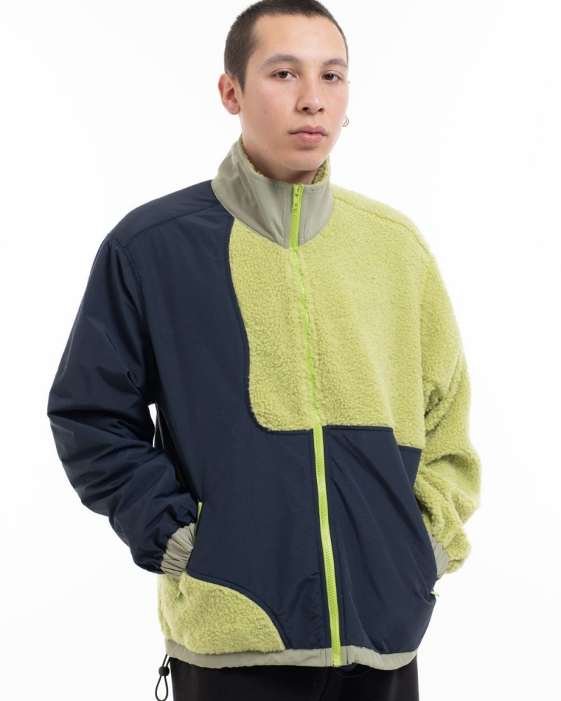 Light Green Brain Dead Paneled Sherpa Full Zip Jacket | AU 1726490-DL