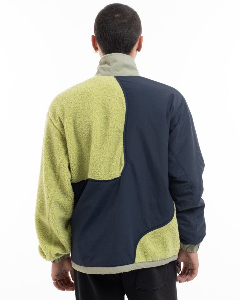 Light Green Brain Dead Paneled Sherpa Full Zip Jacket | AU 1726490-DL