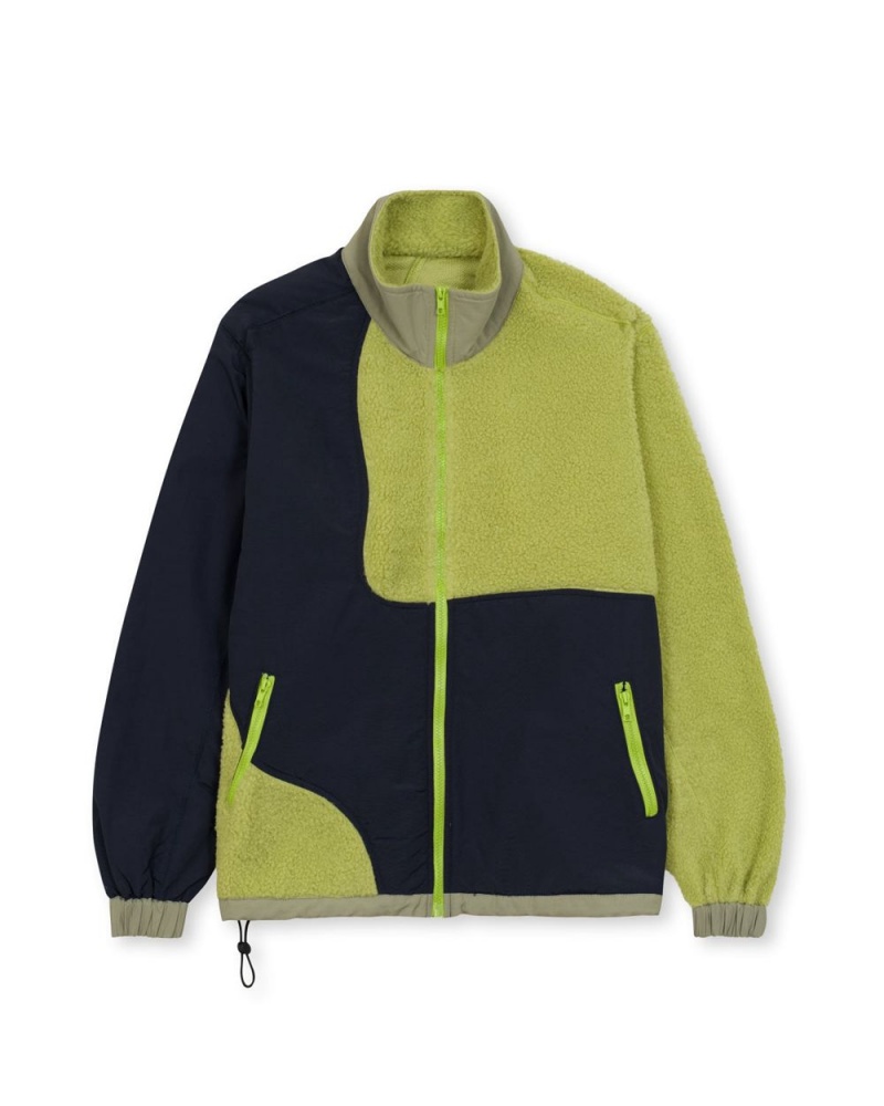 Light Green Brain Dead Paneled Sherpa Full Zip Jacket | AU 1726490-DL