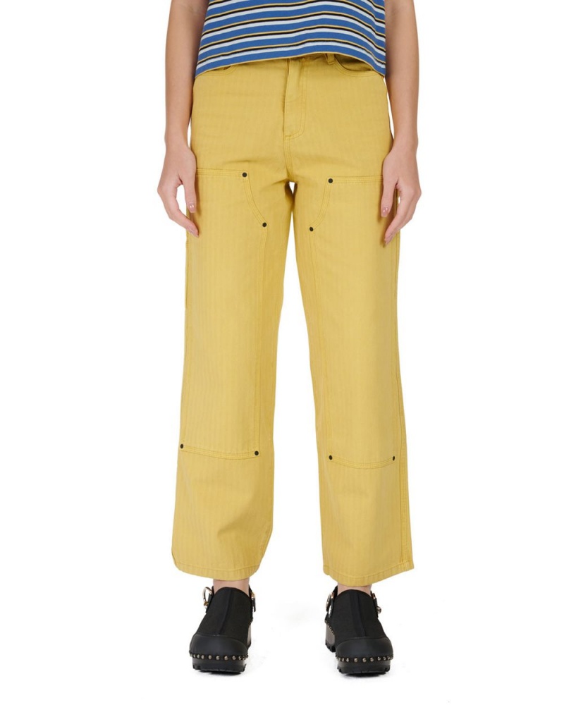 Mustard Brain Dead Herringbone Utility Pant | AU 0968452-AO