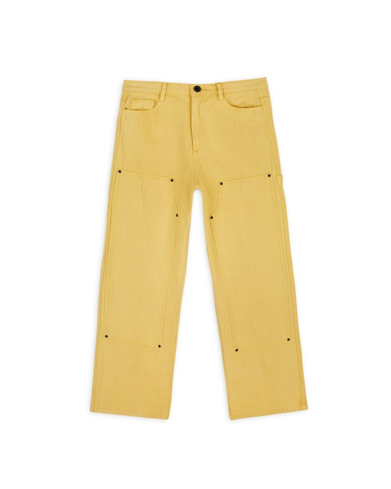 Mustard Brain Dead Herringbone Utility Pant | AU 0968452-AO