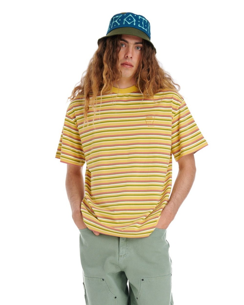 Mustard Brain Dead Nineties Blocked Striped T-Shirt | AU 8437691-FR