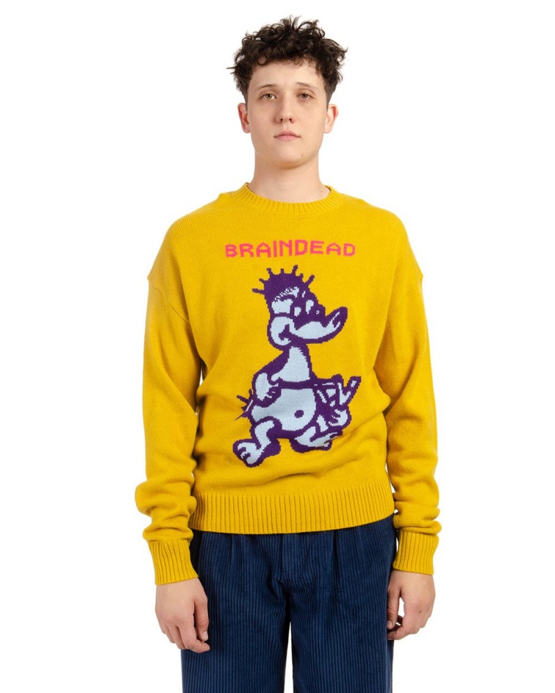 Mustard Brain Dead Slingshot Knit Sweater | AU 1872493-YB