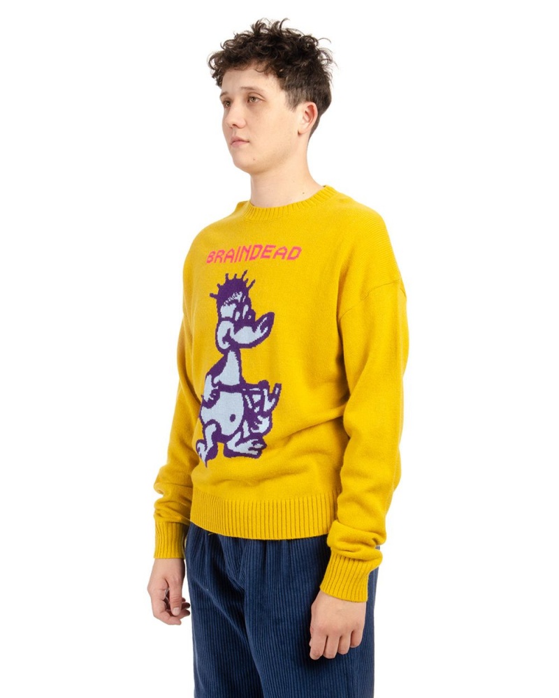 Mustard Brain Dead Slingshot Knit Sweater | AU 1872493-YB