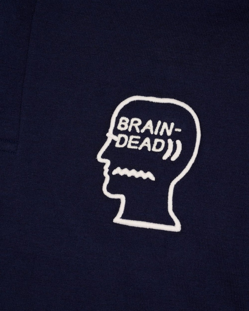 Navy Brain Dead 3d Embroidered Logohead Rugby Shirt | AU 6548379-IE