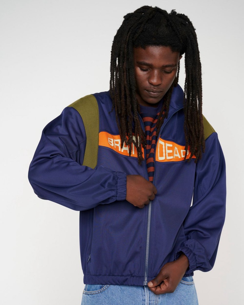 Navy Brain Dead Alonzo Paneled Rib Track Jacket | AU 6012935-PU