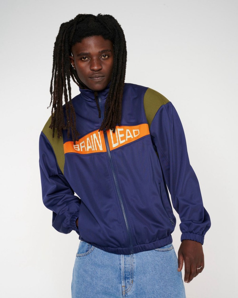 Navy Brain Dead Alonzo Paneled Rib Track Jacket | AU 6012935-PU