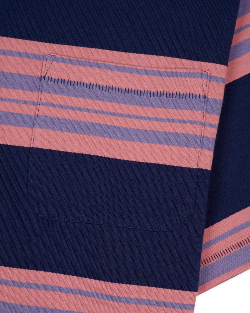 Navy Brain Dead Baker Striped Pocket T-Shirt | AU 5167328-ZN