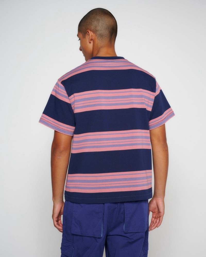 Navy Brain Dead Baker Striped Pocket T-Shirt | AU 5167328-ZN