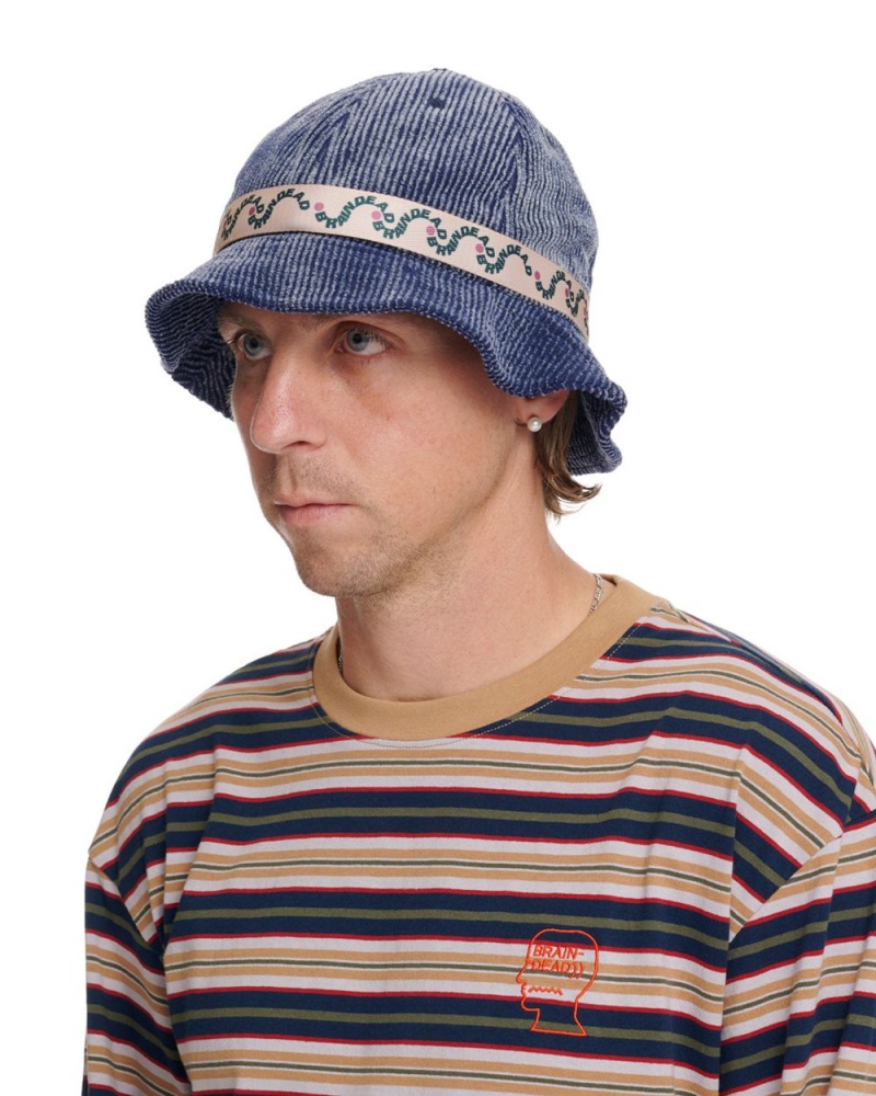 Navy Brain Dead Bd Wave Bell Bucket Hat | AU 8310546-NB