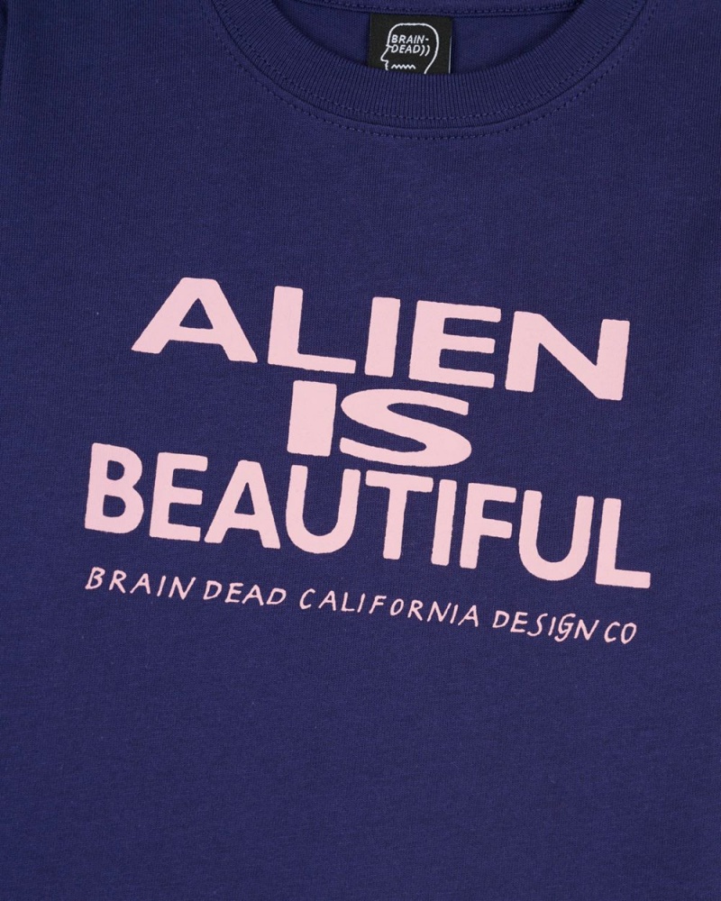 Navy Brain Dead Beautiful Alien Kids T-Shirt | AU 0872341-IT