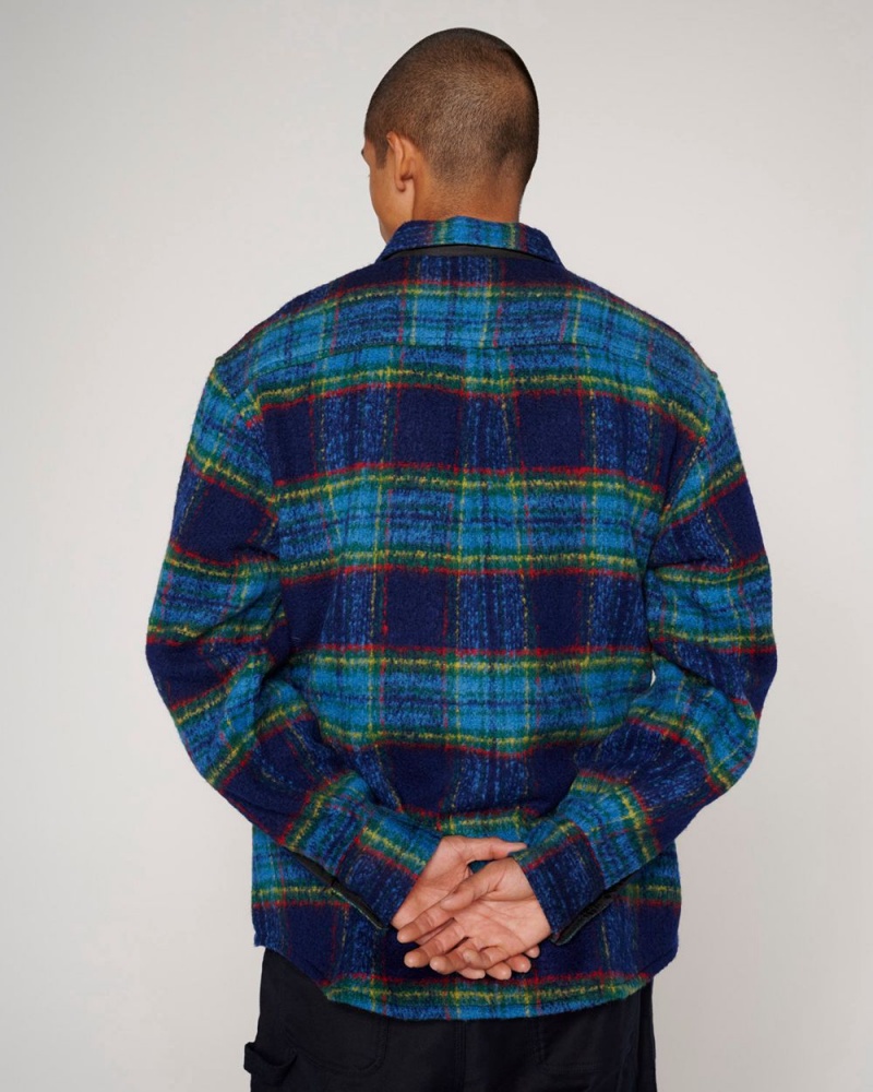 Navy Brain Dead Brushed Rancher Flannel Shirt | AU 6579430-ZJ