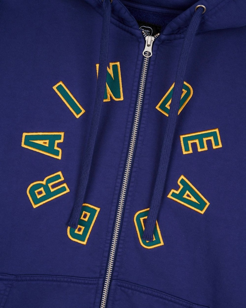 Navy Brain Dead Collegiate Zip Up Hoodie | AU 4135907-OJ