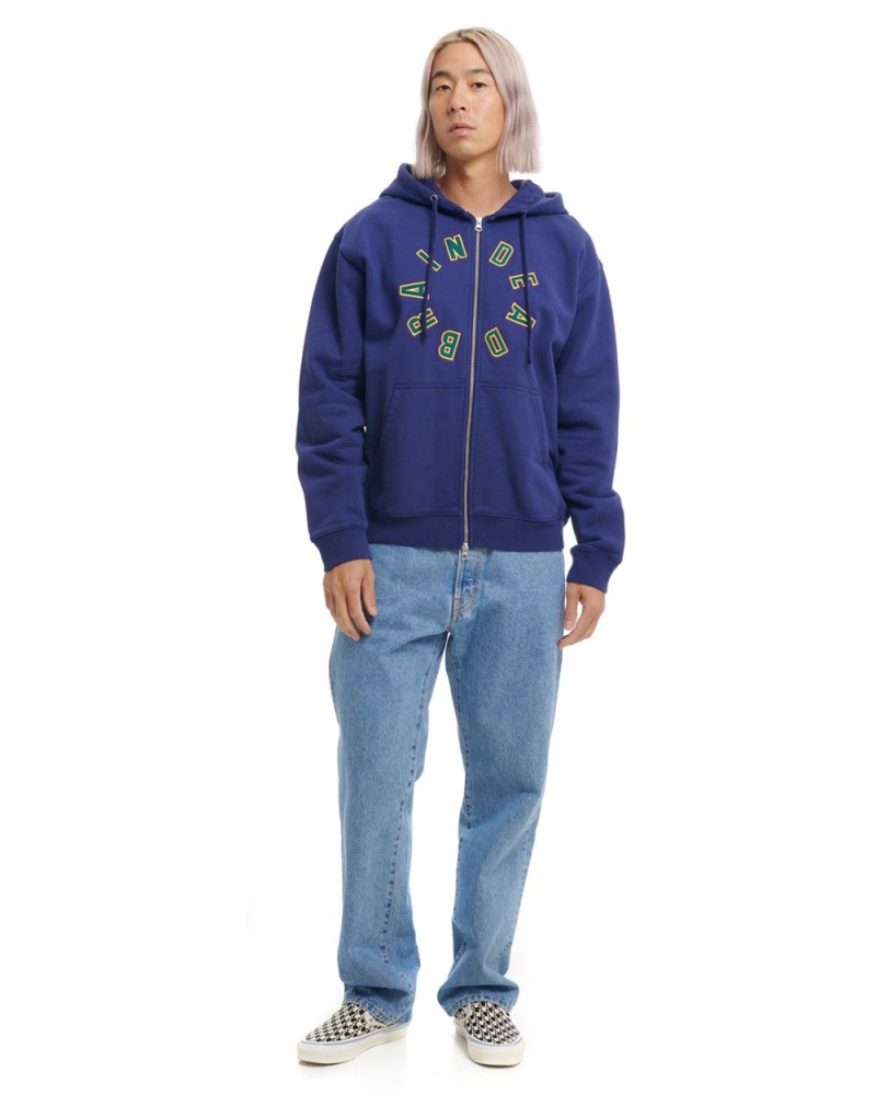 Navy Brain Dead Collegiate Zip Up Hoodie | AU 4135907-OJ