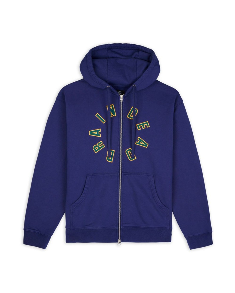 Navy Brain Dead Collegiate Zip Up Hoodie | AU 4135907-OJ