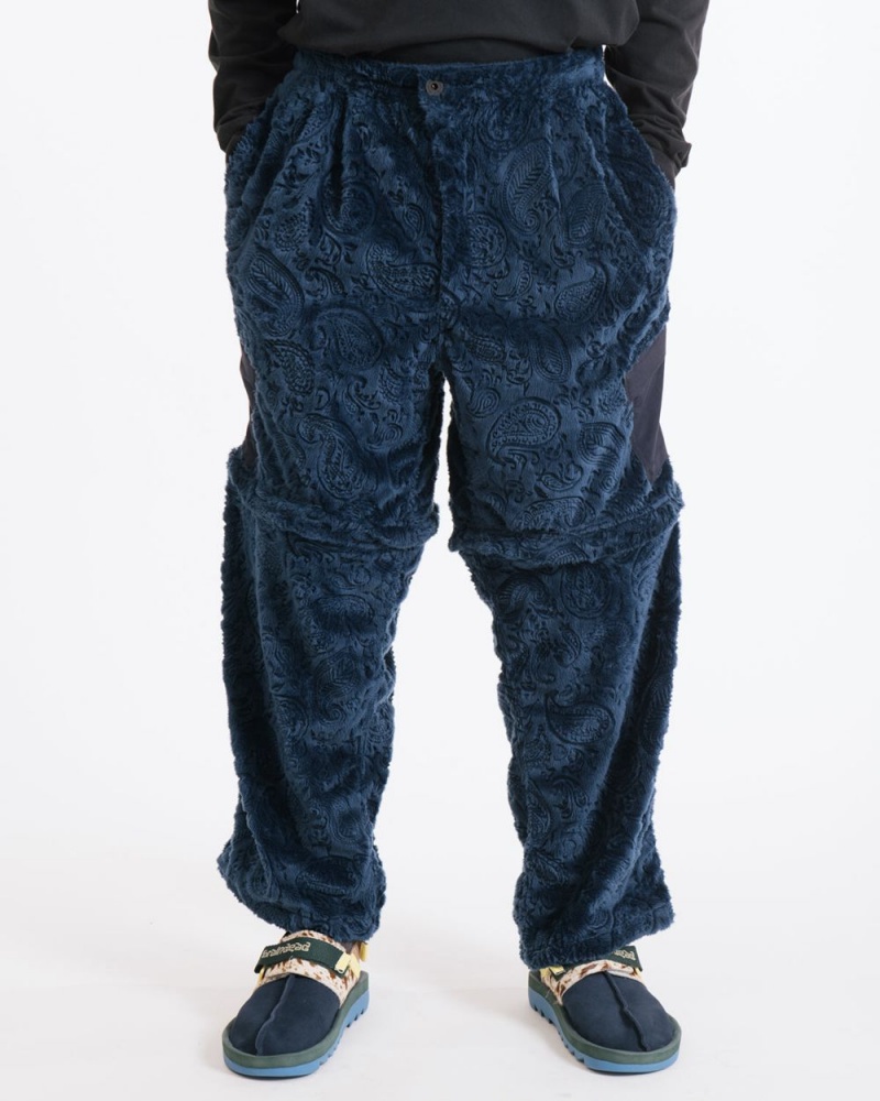 Navy Brain Dead Debossed Paisley Fur Convertible Zip Off Pant | AU 1237860-TU