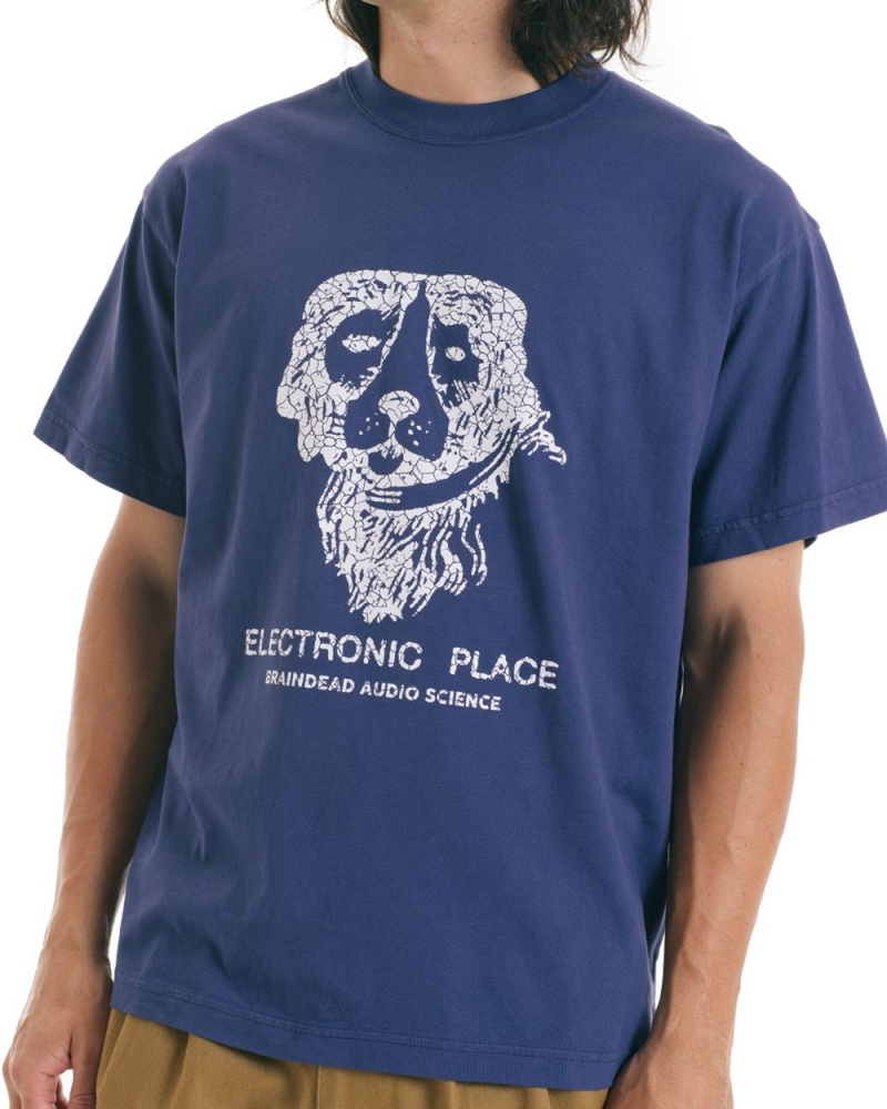 Navy Brain Dead Electronic Place T-Shirt | AU 8401239-BZ