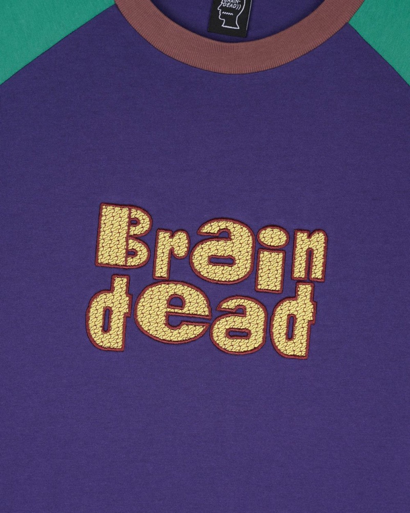 Navy Brain Dead Field Raglan T-Shirt | AU 2359468-QR