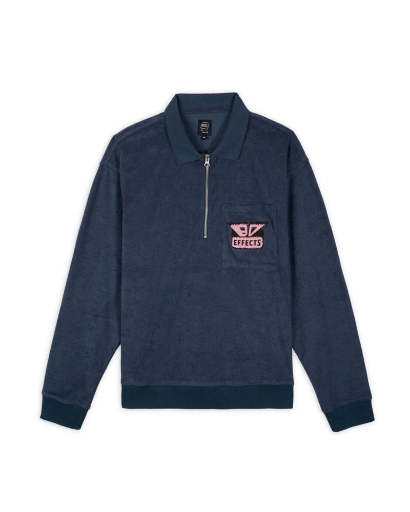 Navy Brain Dead Fx Zip Polo Shirt | AU 4230879-DP