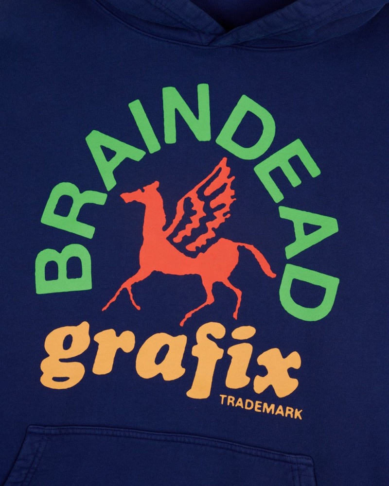 Navy Brain Dead Grafix Hoodie | AU 9628135-KD