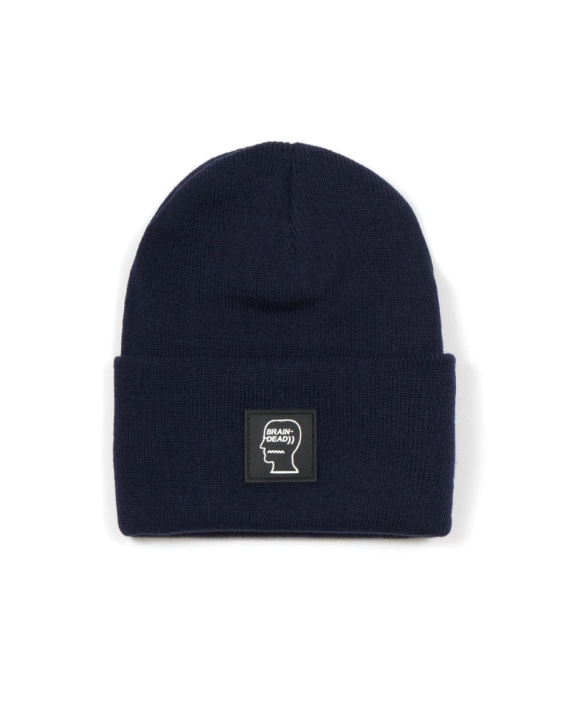 Navy Brain Dead Logo Head Beanie | AU 6805724-AQ