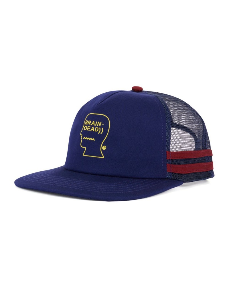 Navy Brain Dead Logohead 5 Panel Trucker Cap | AU 6924530-KN