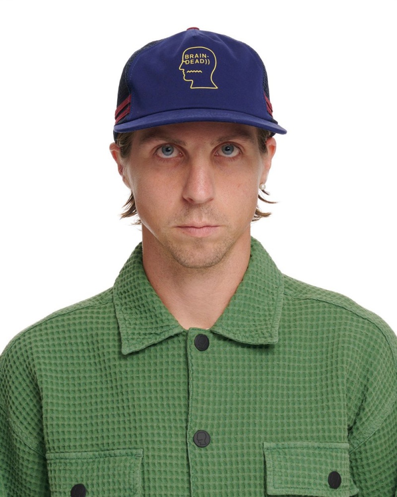 Navy Brain Dead Logohead 5 Panel Trucker Cap | AU 6924530-KN