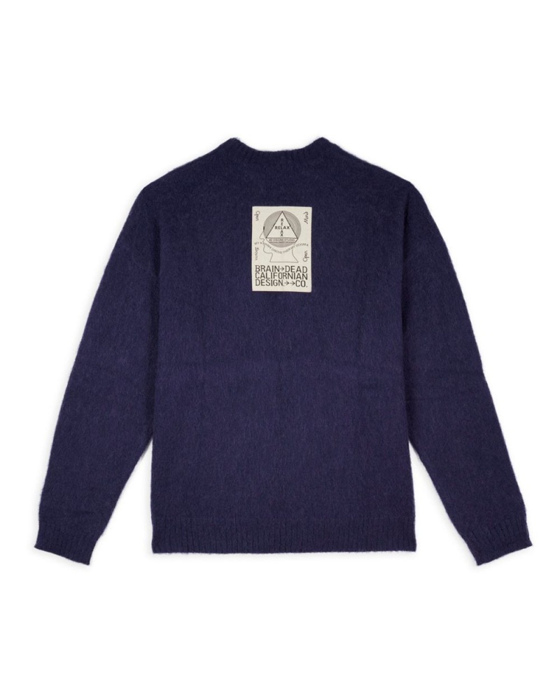 Navy Brain Dead Logohead Pile Crewneck Sweater | AU 3029416-WG