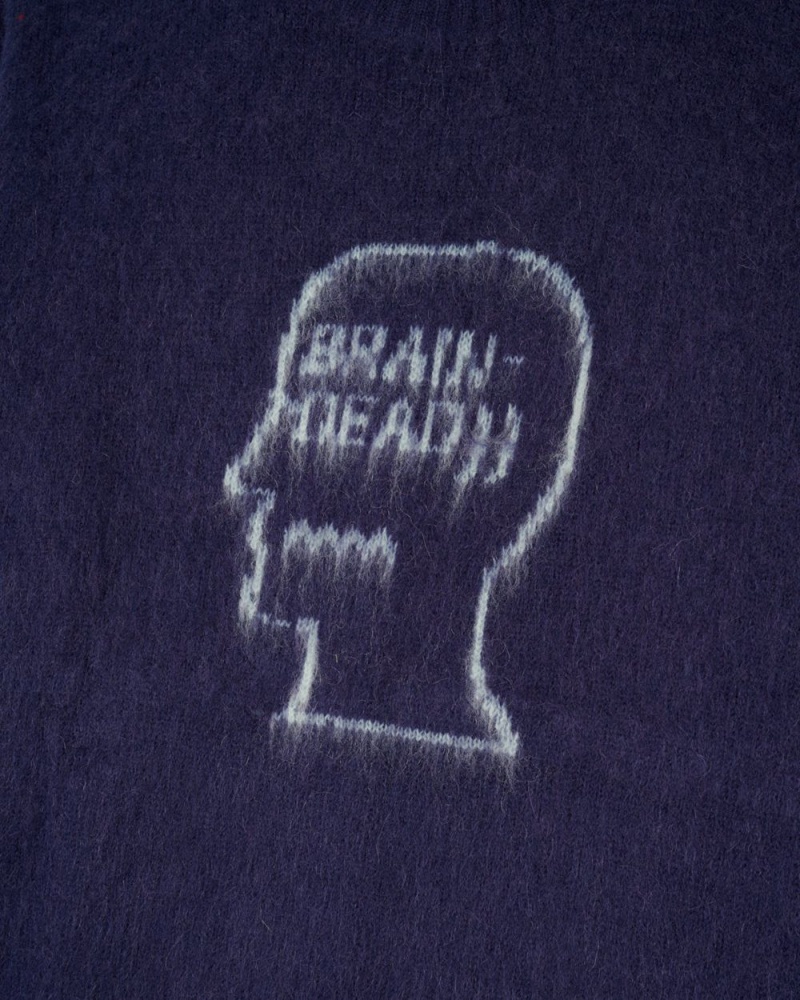 Navy Brain Dead Logohead Pile Crewneck Sweater | AU 3029416-WG