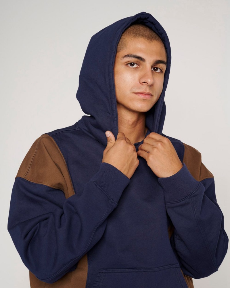 Navy Brain Dead Mendoza Cropped Hoodie | AU 7824603-IL