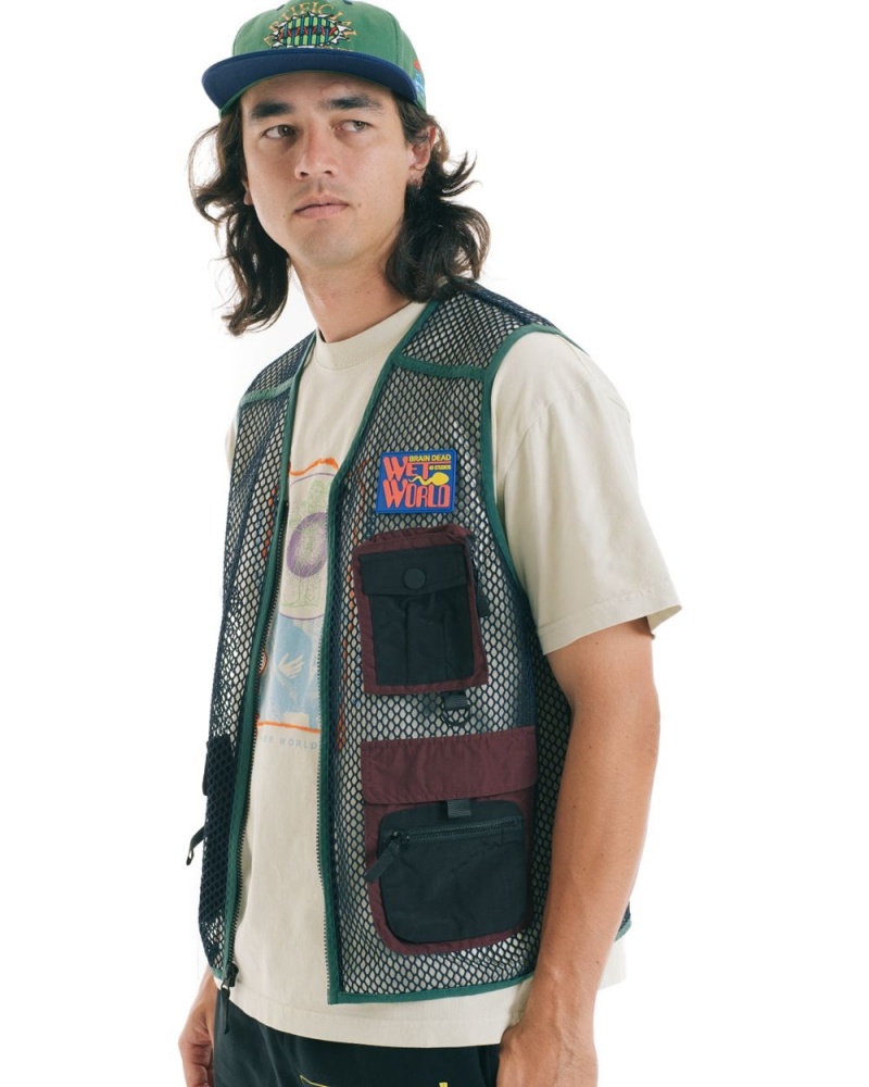 Navy Brain Dead Mesh Fisherman Vest | AU 5924376-KB