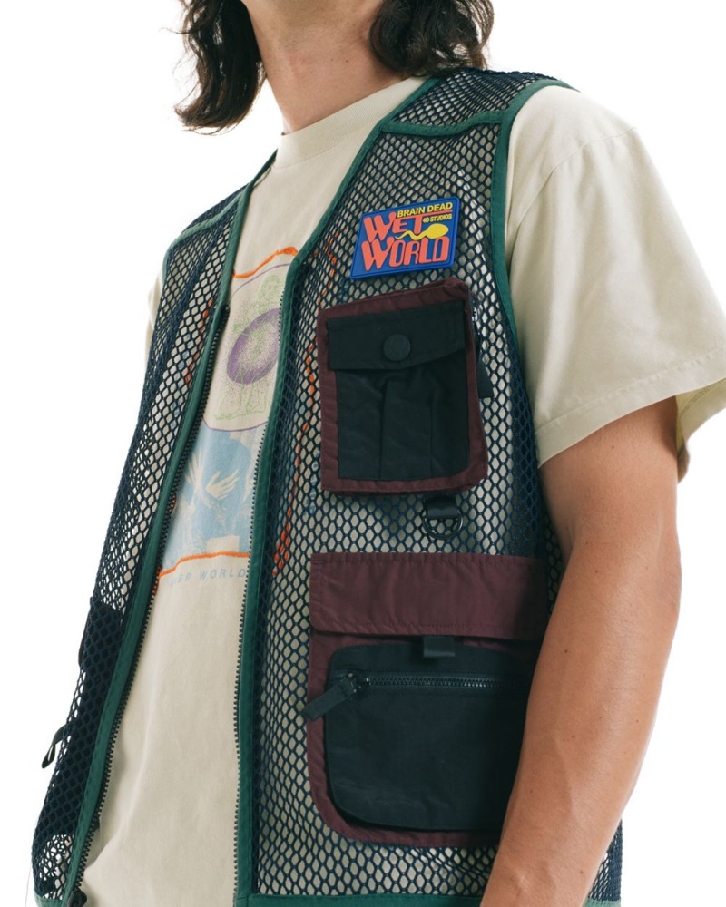 Navy Brain Dead Mesh Fisherman Vest | AU 5924376-KB